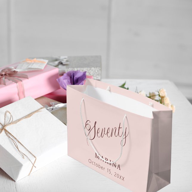 Sacola Para Presentes Grande Rosa dourado script 70 (Criador carregado)