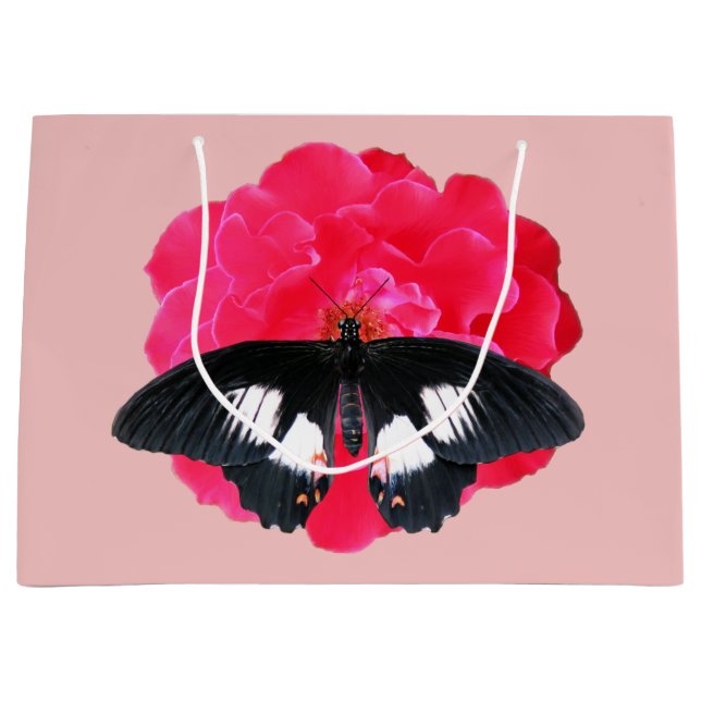 Sacola Para Presentes Grande Rosa e Swallowtail (Frente)