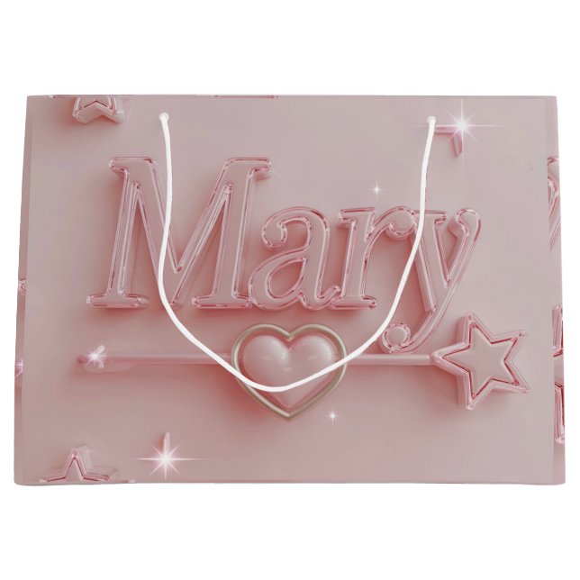 Sacola Para Presentes Grande Rosa Mary Starry Gift Bag (Frente)