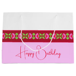 Sacola Para Presentes Grande Rosa na moda Brilhante E Floral