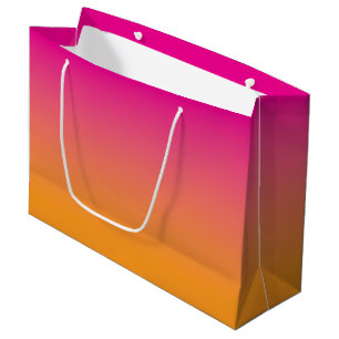 Sacola Para Presentes Grande Rosa Quente a Ombre Laranja