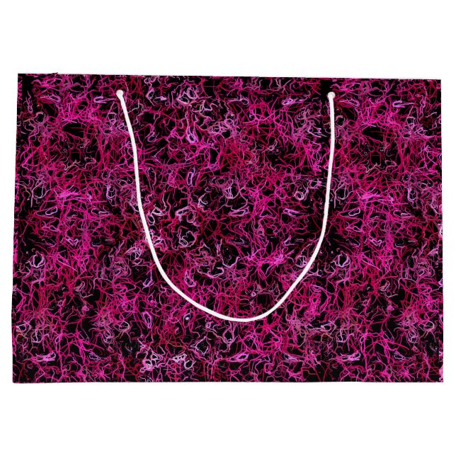 Sacola Para Presentes Grande Rosa quente e preto (Verso)