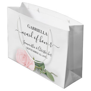 Sacola Para Presentes Grande Rosa Rosa Elegante Noiva Camareira Casamento