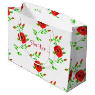 Sacola Para Presentes Grande Rosa vermelha com a barra de presentes