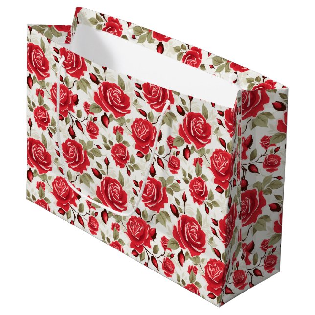Sacola Para Presentes Grande Rosa vermelha Gift Bag (Frente inclinada)