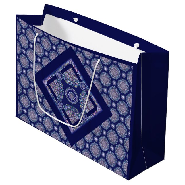 Sacola Para Presentes Grande Rosace Azul (Frente inclinada)