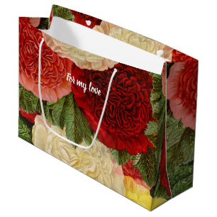 Sacola Para Presentes Grande Rosas Amarelas Cor-de-rosa-brancas antigas, de cor