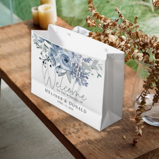 Sacola Para Presentes Grande Rosas Azuis Derramadas Boho Boho Boho Casamento de (Criador carregado)