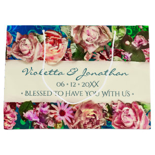Sacola Para Presentes Grande Rosas Coloridos Casamento Floral Cute Rainbow