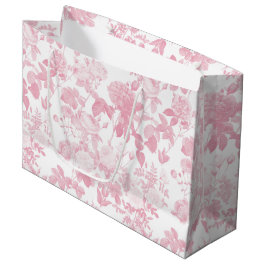 Sacola Para Presentes Grande Rosas Florais Brancos Rosa Padrão Chinoiserie