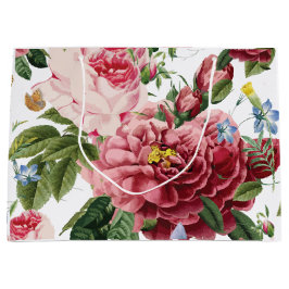 Sacola Para Presentes Grande Rosas Inglesas Rosa Elegantes Românticas Vintage