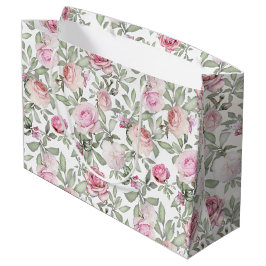 Sacola Para Presentes Grande Rosas Pink Florais Femininas Lindas em Aquarela