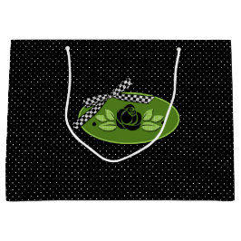 Sacola Para Presentes Grande Rosas Polkadot Black-Large Gift Bag
