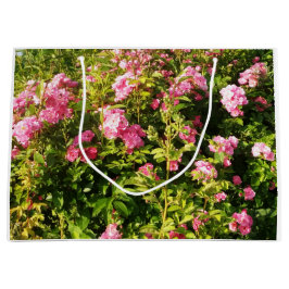 Sacola Para Presentes Grande Rosas rosa na floração