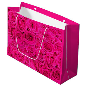 Sacola Para Presentes Grande Rosas Rosa Quentes