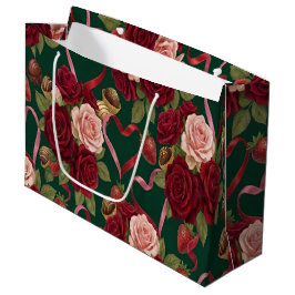 Sacola Para Presentes Grande Rosas Vermelhas Luxuosas