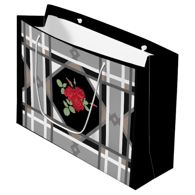 Sacola Para Presentes Grande Rosas vermelhas, retrato (Frente inclinada)