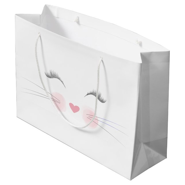 Sacola Para Presentes Grande Rosto de Gatinho (Verso inclinado)