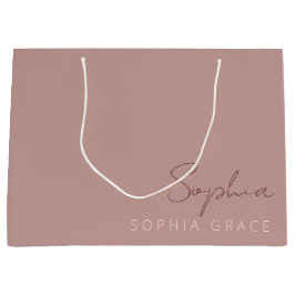 Sacola Para Presentes Grande Rote Rosado Personalizado Moderno Script Manuscrit