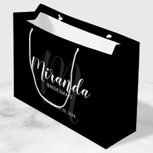 Sacola Para Presentes Grande Roteiro moderno preto personalizado das damas de