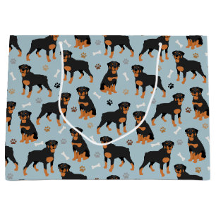Sacola Para Presentes Grande Rottweiler Ossos e Patas Cães