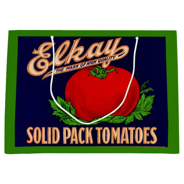 Sacola Para Presentes Grande Rótulo de lata de Tomates Solid Pack Elkay dos ano (Frente)