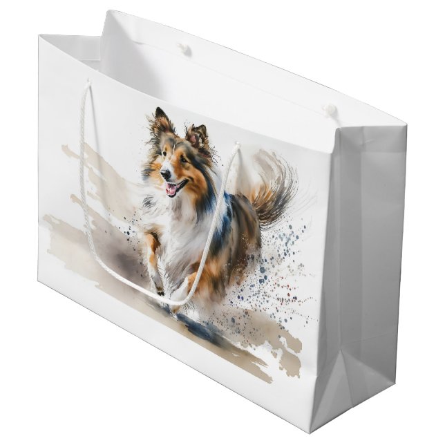Sacola Para Presentes Grande Rough Collies (Frente inclinada)