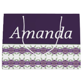 Sacola Para Presentes Grande Roxo com Padrão Floral