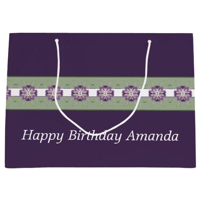 Sacola Para Presentes Grande Roxo de ameixa e verde de sábado (Frente)