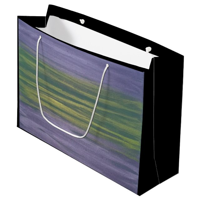 Sacola Para Presentes Grande Roxo e Verde | Abstrato original de Limão violeta (Frente inclinada)