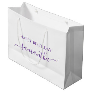 Sacola Para Presentes Grande Roxo Real Elegante Assinatura Nome