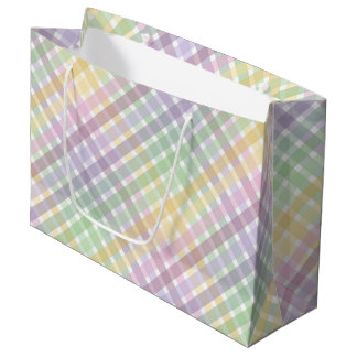 SACOLA PARA PRESENTES GRANDE ROXO VERDE AMARELO XADREZ PÁSCOA PADRÃO