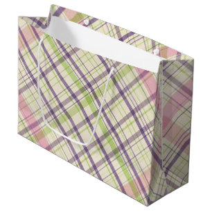 Sacola Para Presentes Grande Roxo Violeta Violeta Roxo Verde Lima Padrão Tartan