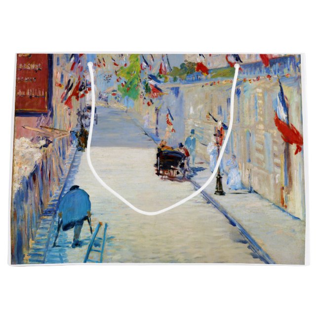 Sacola Para Presentes Grande Rua com Bandeiras Francesas, Manet (Frente)