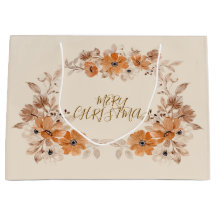Rustic Boho Floral Christmas Large Gift Bag