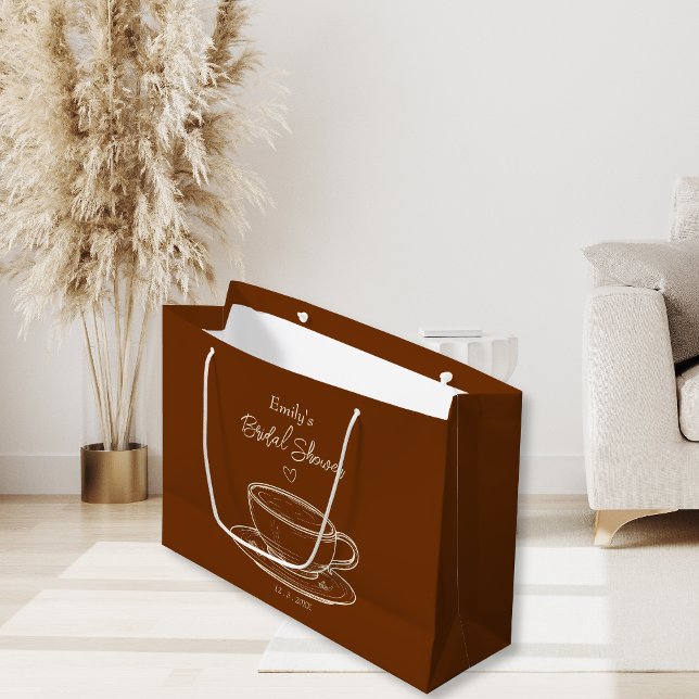 Sacola Para Presentes Grande Rustic Brown Coffee Chá de panela Favor Gift Bag (Criador carregado)