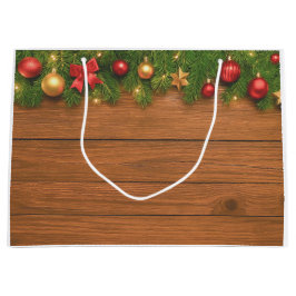 Sacola Para Presentes Grande Rustic Christmas Gift Bag – Customizable Holiday