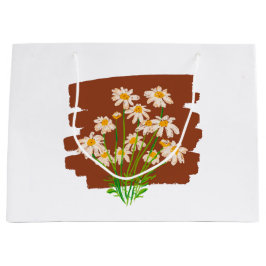 Sacola Para Presentes Grande Rustic floral design on brown background