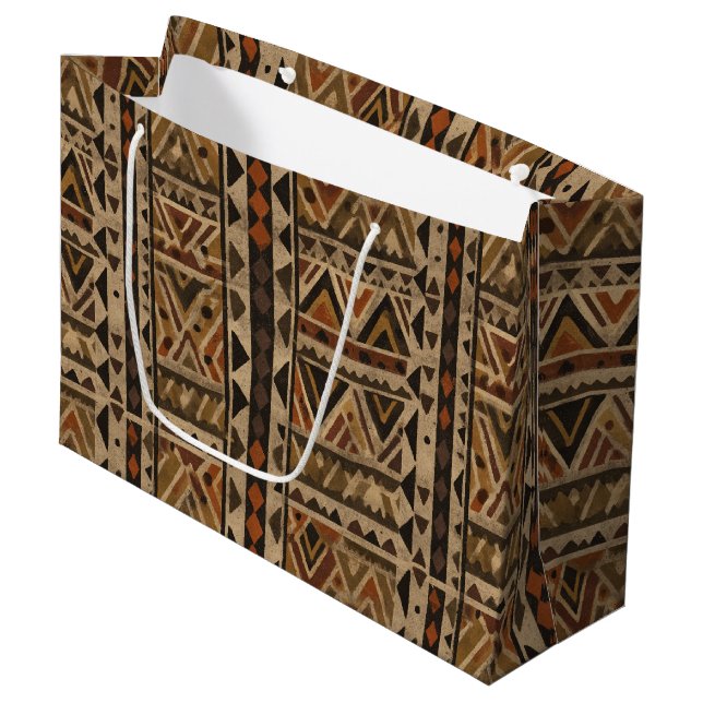 Sacola Para Presentes Grande Rustic Southwestern Stripe Pattern (2) (Frente inclinada)