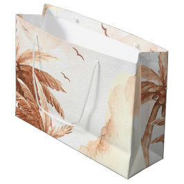 Sacola Para Presentes Grande Rustic Tropical Palms