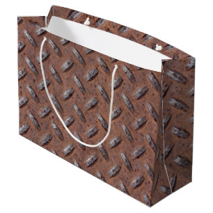 Sacola Para Presentes Grande Rusty Diamond Plate