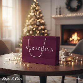 Sacola Para Presentes Grande Saca de Celebração Borgonha com Nome Personalizado