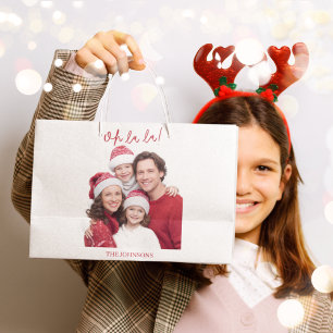 Sacola Para Presentes Grande Saca de Presente de Natal Oh La La com Foto da Fam
