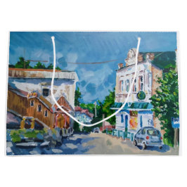 Sacola Para Presentes Grande Saca de Presente de Paisagem Urbana Impressionista