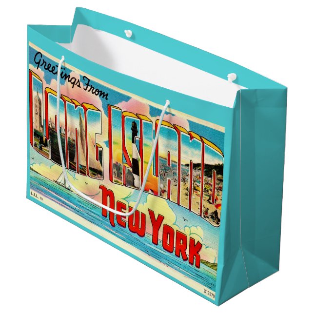 Sacola Para Presentes Grande Saca de Presente Grande Retro de Long Island (Frente inclinada)