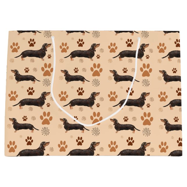 Sacola Para Presentes Grande Saca de Presente Patas de Cachorro Dachshund (Frente)