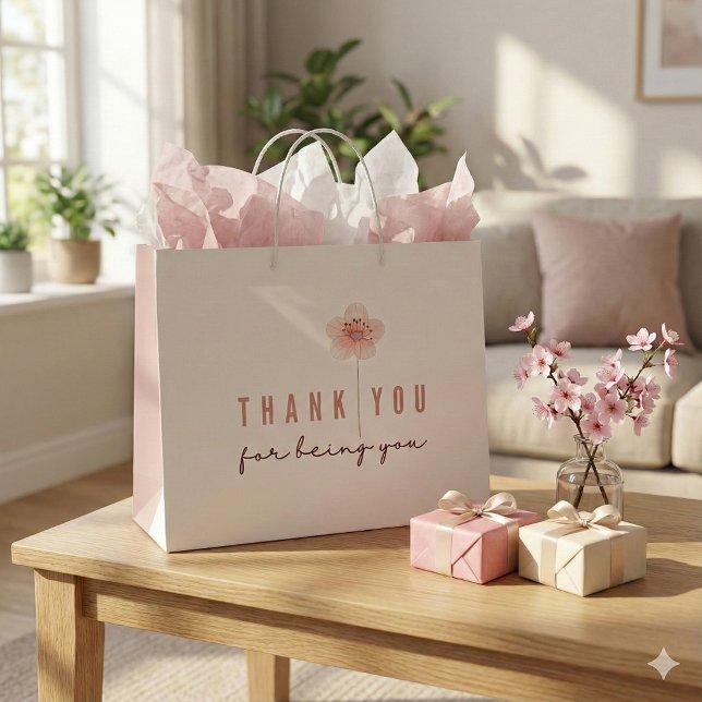 Sacola Para Presentes Grande Saca de Presente Por Ser Quem Você É (Show your gratitude with this, "Thank you for being you" gift bag! Matching tissue paper available!)