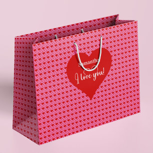Sacola Para Presentes Grande Saca Personalizada com Design de Coração Romântico