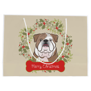 Sacola Para Presentes Grande Saco alegre do presente de Christman do buldogue