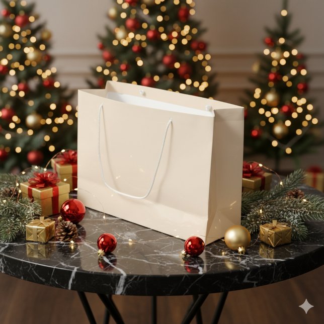 Sacola Para Presentes Grande Saco branco antigo grande para presentes - Design  (Antique White Large Gift Bag – Single Color Design)